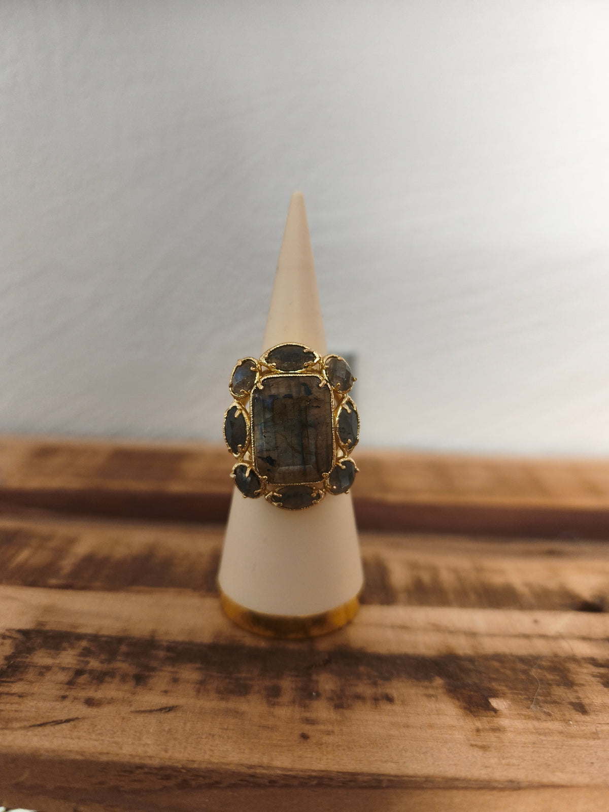 Bague acier inoxydable et pierres naturelles