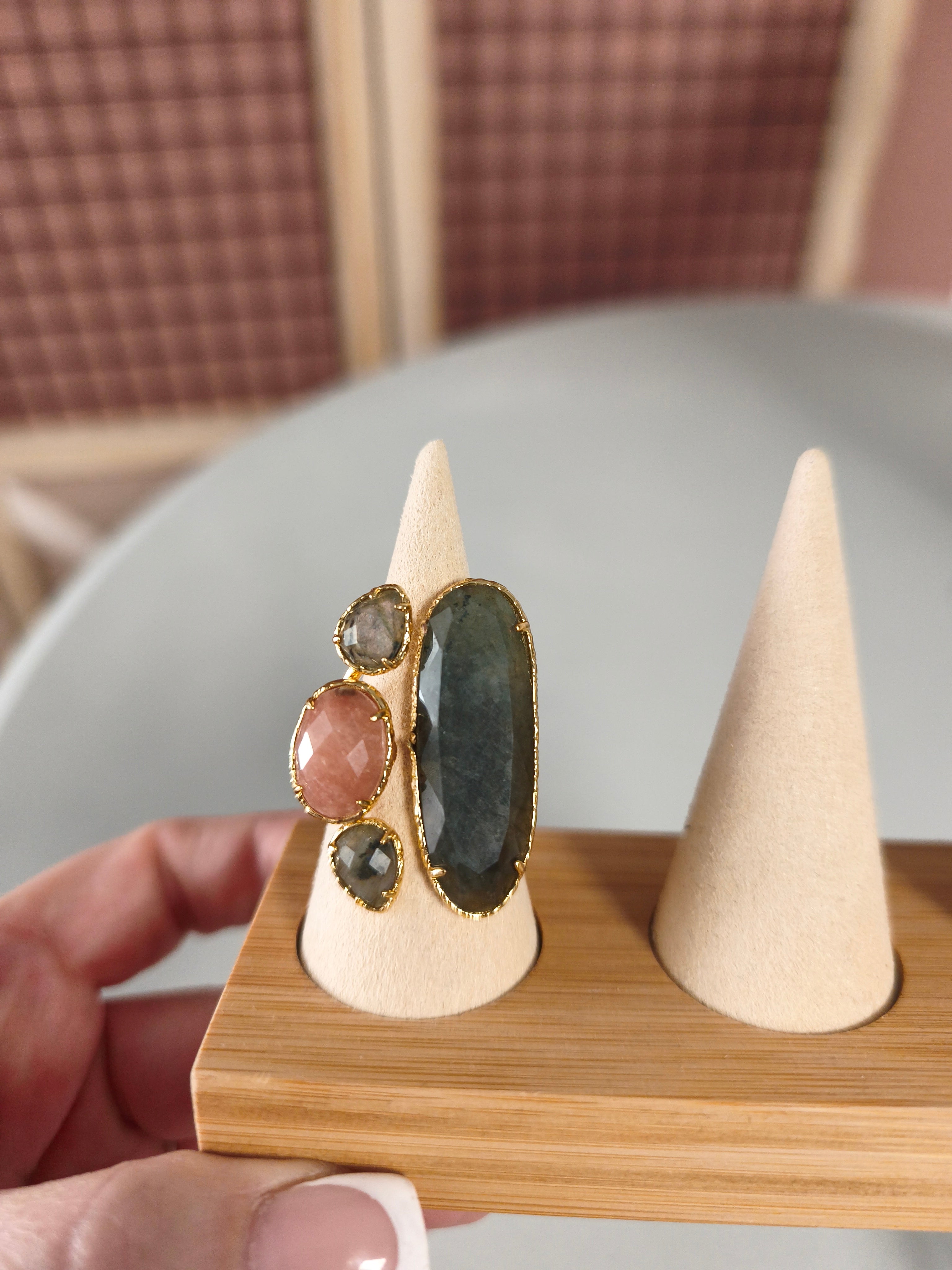 Bague en pierre acier inoxydable