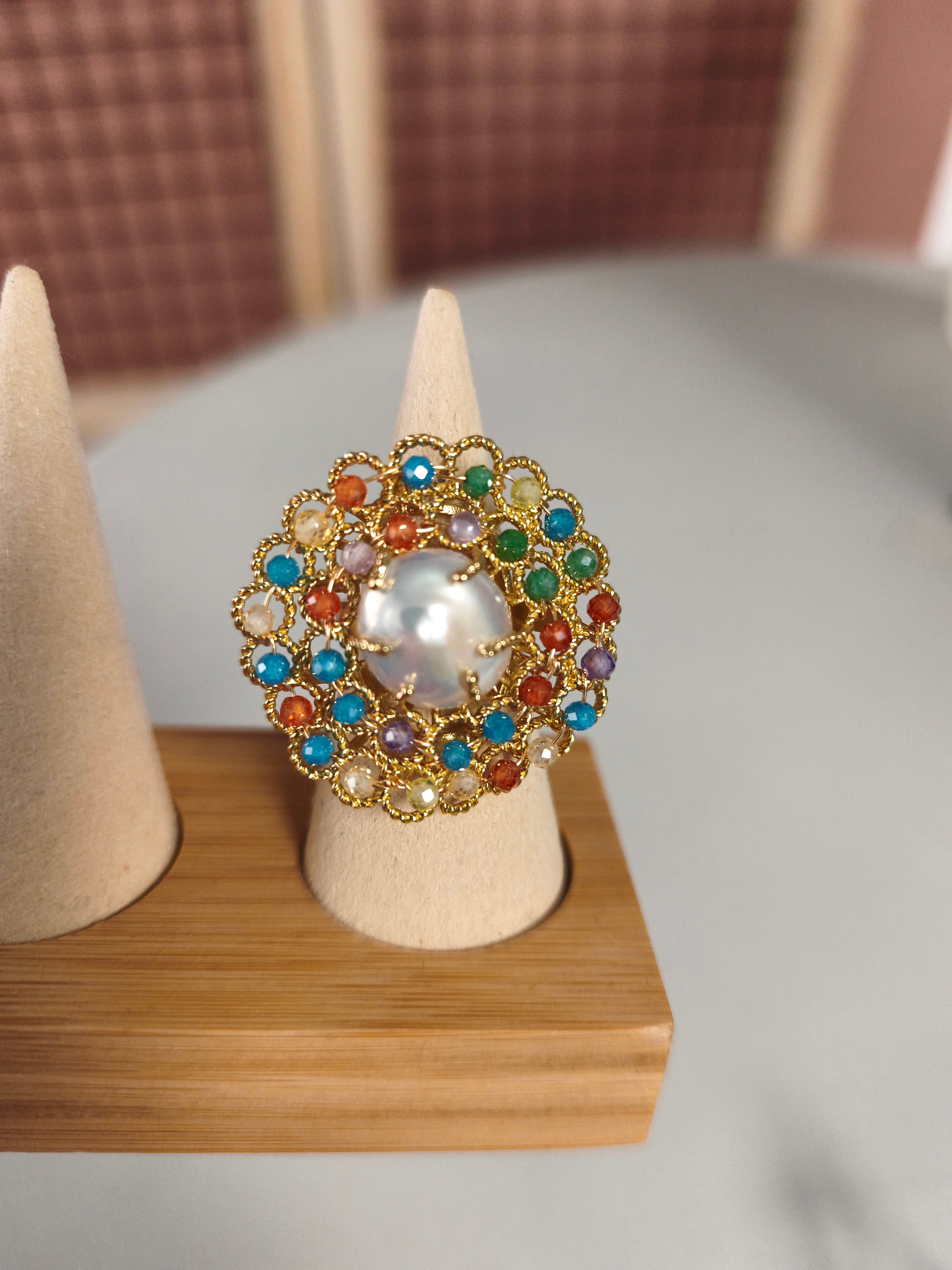 Bague en pierre acier inoxydable