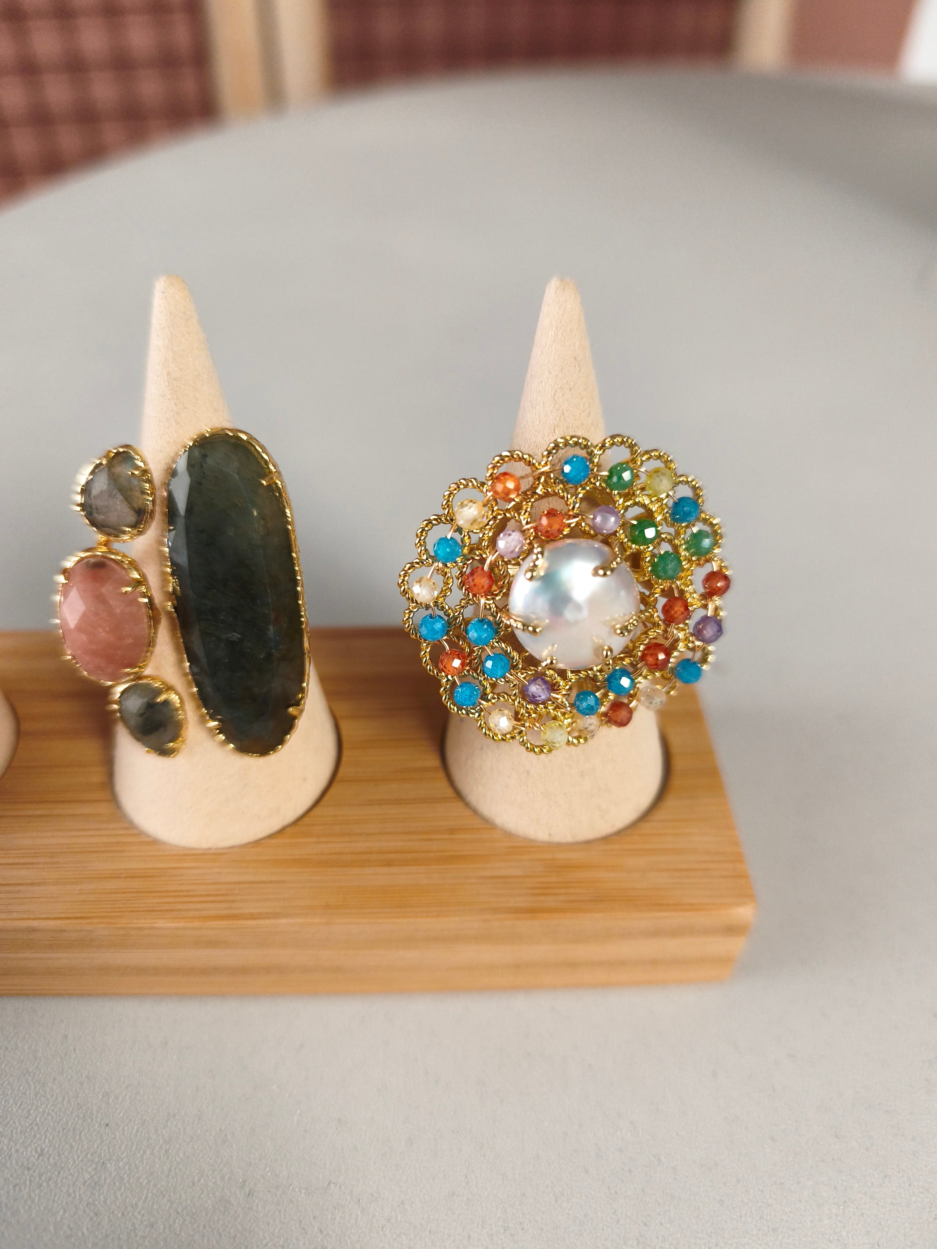 Bague en pierre acier inoxydable