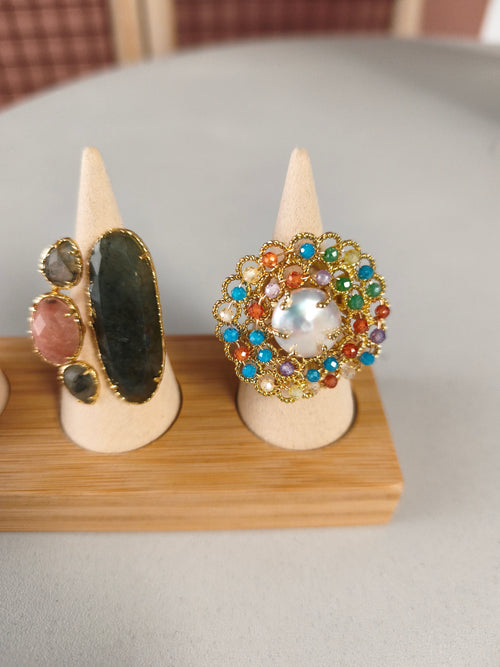 Bague en pierre acier inoxydable