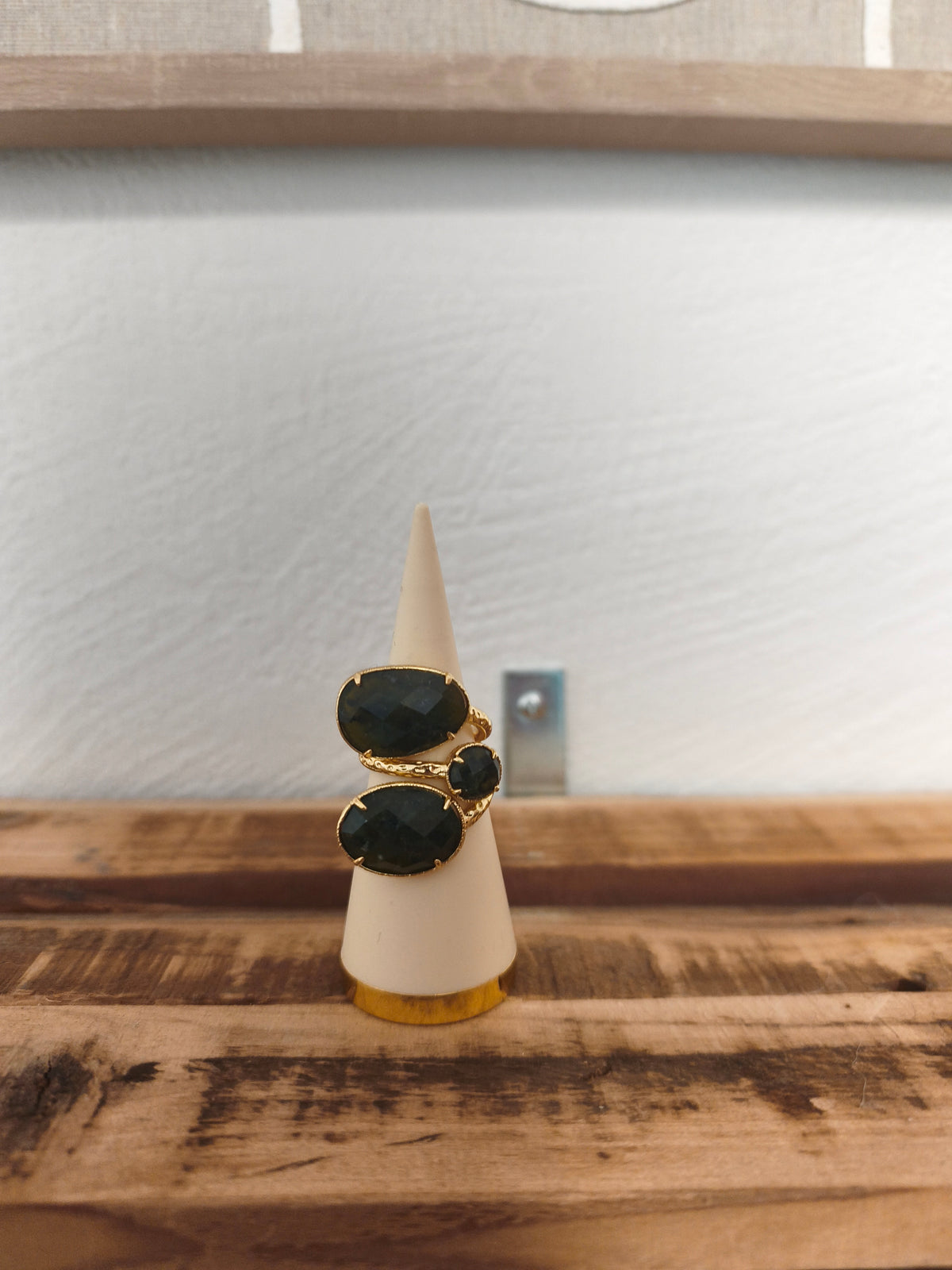 Bague acier inoxydable et pierres naturelles