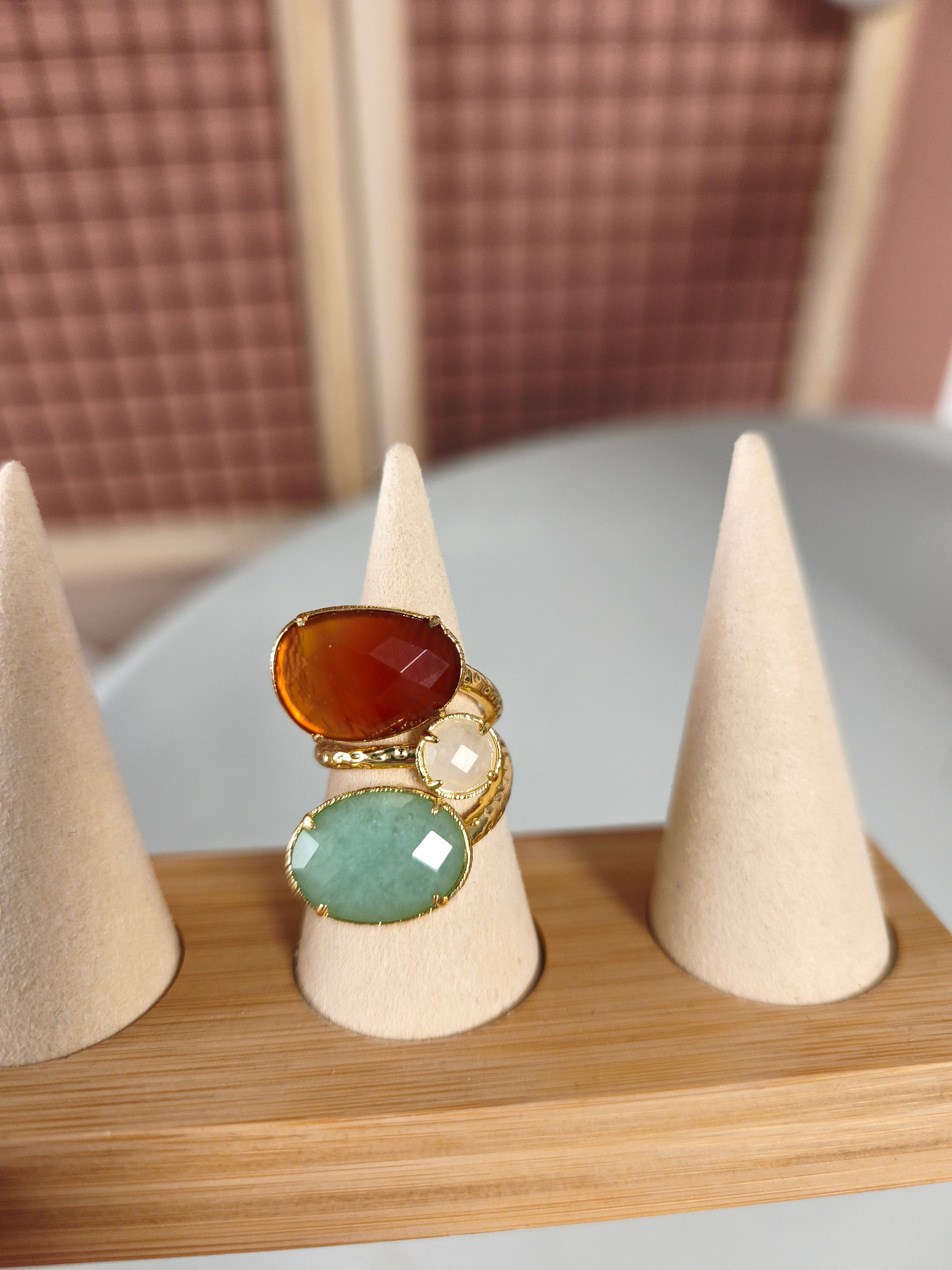 Bague en pierre acier inoxydable